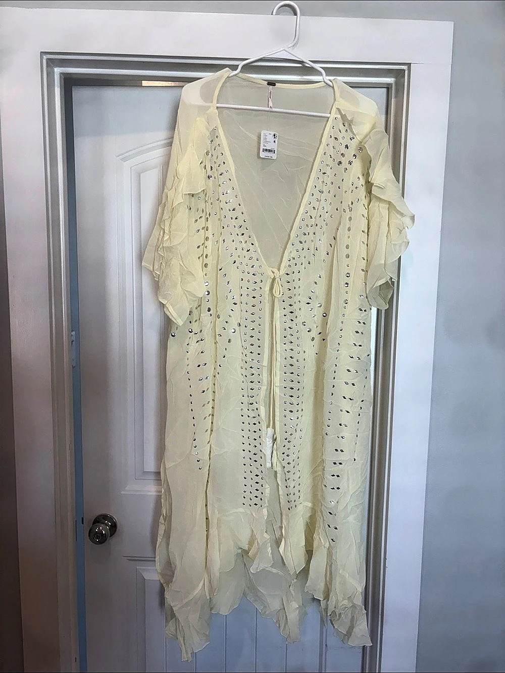 Free People Party On Sequin Kimono Cream